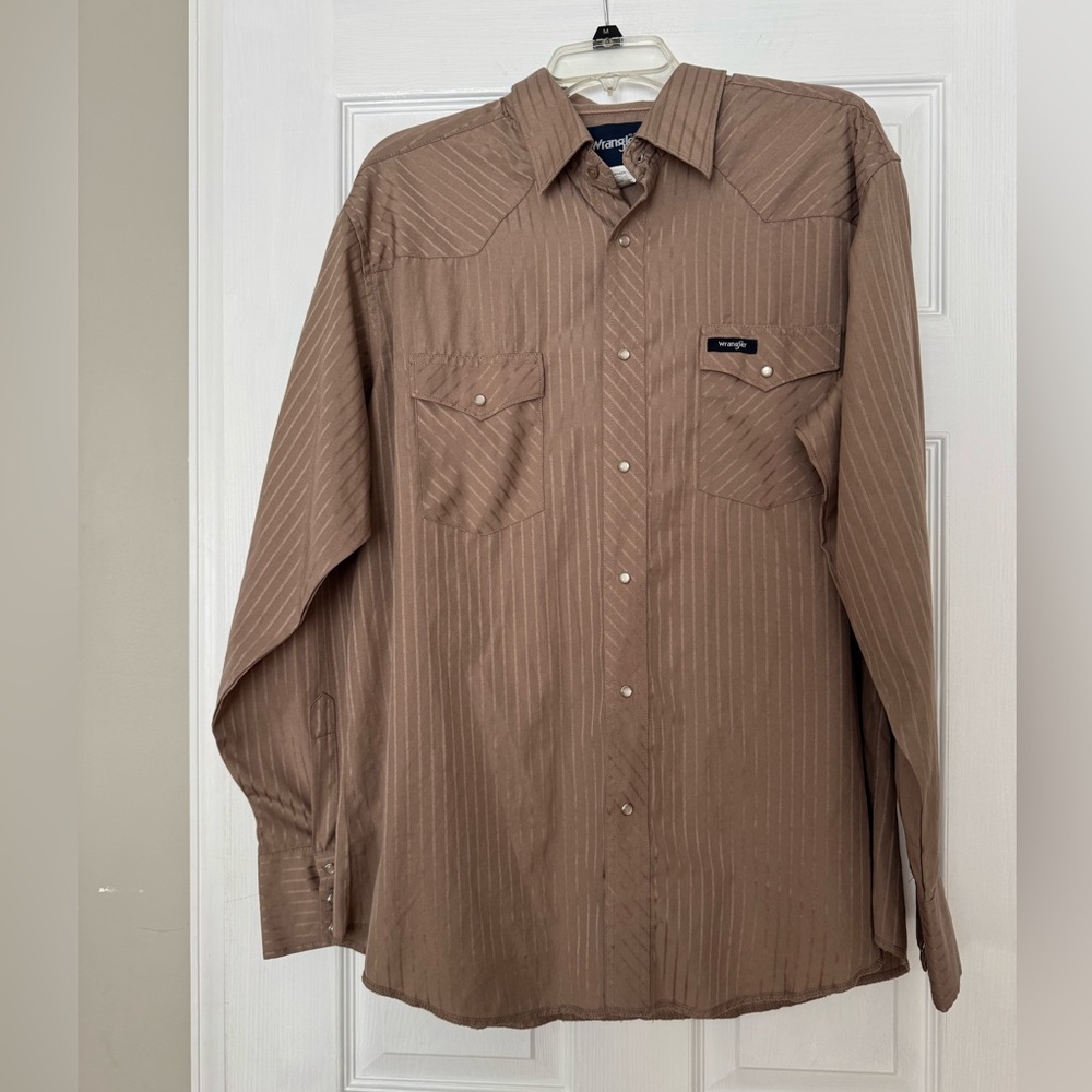 Wrangler Men’s Striped Brown Pearl Snap Up Shirt Size 2XL